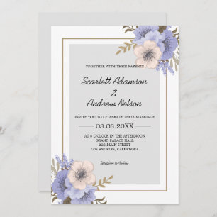 Lilac And Beige Flowers Wedding Invitation