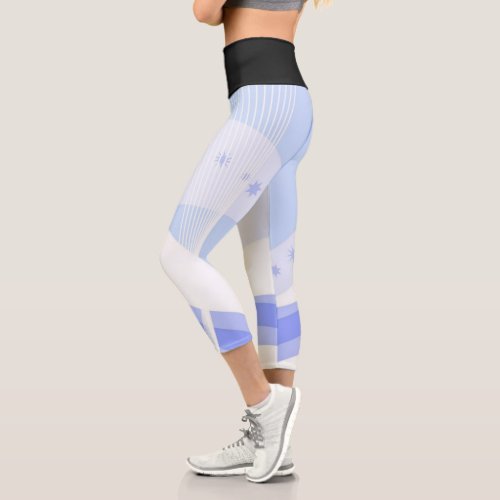 Lilac And Black Design  Capri Leggings