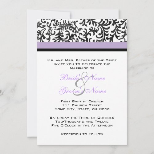 Lilac and Black Wedding Invitation