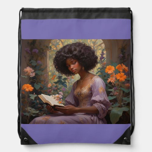 Lilac and Blooms Study Drawstring Bag