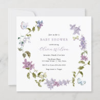 Lilac and Butterflies Baby Shower Invitation