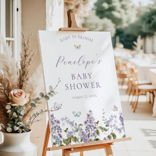 Lilac and Butterflies Baby Shower Welcome Foam Board