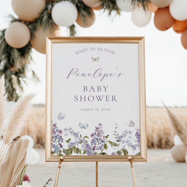 Lilac and Butterflies Baby Shower Welcome Poster (Creator Uploaded)
