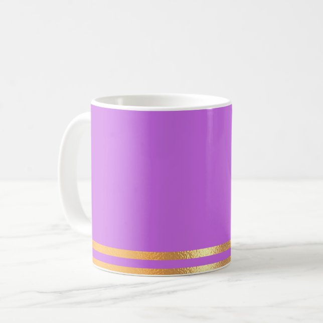 Lilac and Gold Rimmed Coffee Mug (Front Left)