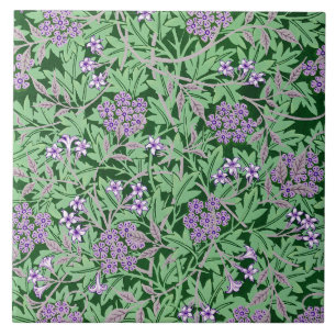 Lilac and green floral pattern ceramic tile