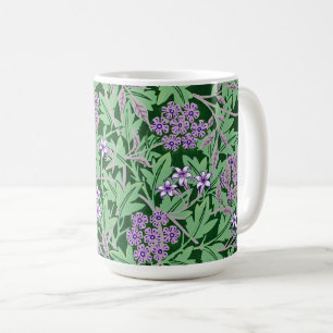 Lilac and green floral pattern coffee mug