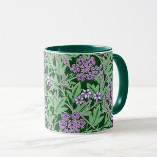 Lilac and green floral pattern mug