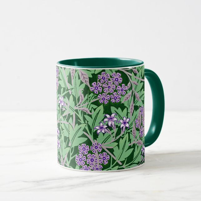 Lilac and green floral pattern mug (Front Right)
