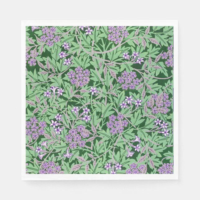 Lilac and green floral pattern napkins (Front)