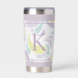 Lilac and Green Pastel Light Pattern Monogram Insulated Tumbler