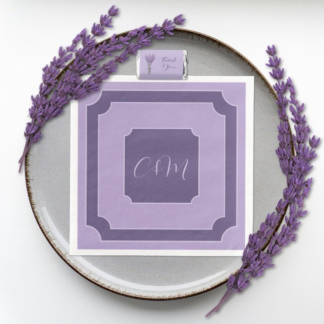 Lilac and Lavender Script Initials Wedding  Paper Dinner Napkins (Creator Uploaded)