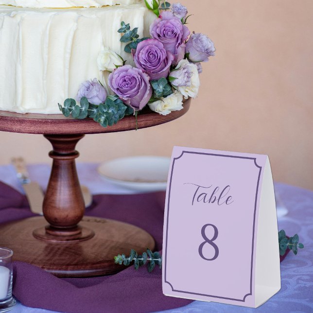 Lilac and Lavender Script Wedding Paper Table Tent (Creator Uploaded)