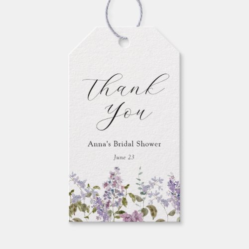 Lilac and Lavender Thank You Bridal Shower Gift Tags