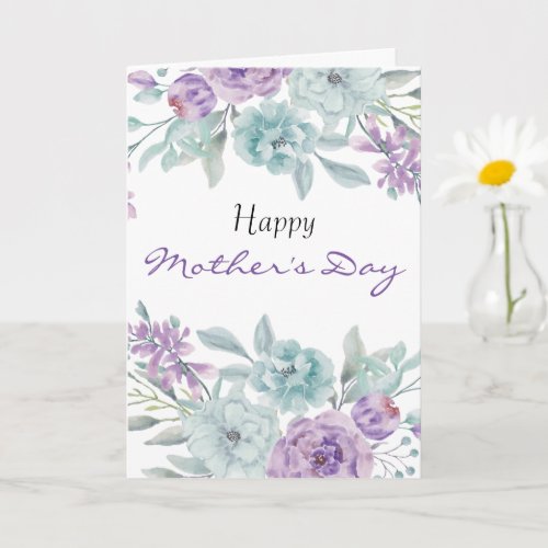 Lilac and Mint Floral  Personalized Mothers Day Card