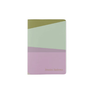 Lilac and Mint Green Geometric Color Block Passport Holder
