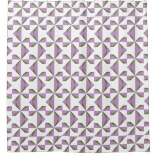 Lilac and Olive Pinwheel Shower Curtain