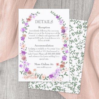 Lilac and Peach Rose Garden Vine Wedding Details