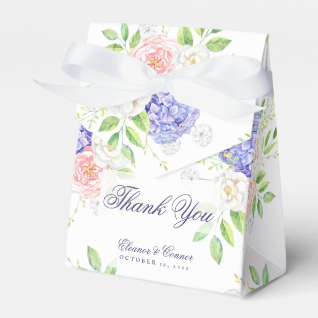 Lilac and Peony Sophisticated Wedding Favor Box (Front Side)