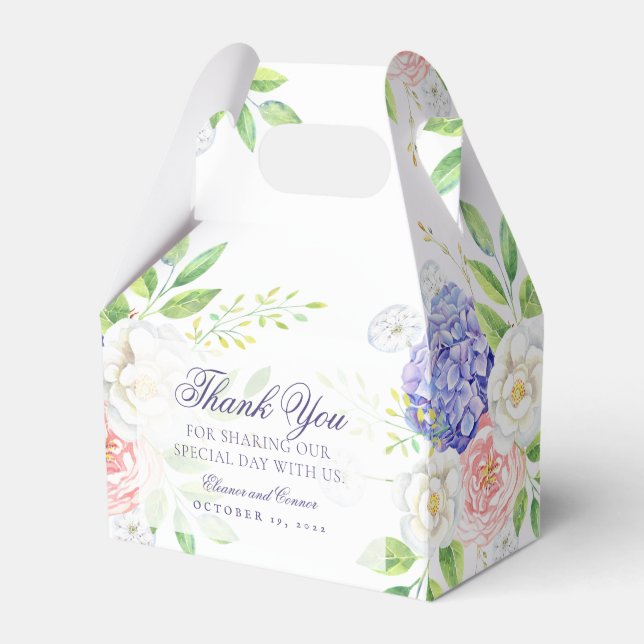 Lilac and Peony Sophisticated Wedding Favor Boxes (Front Side)