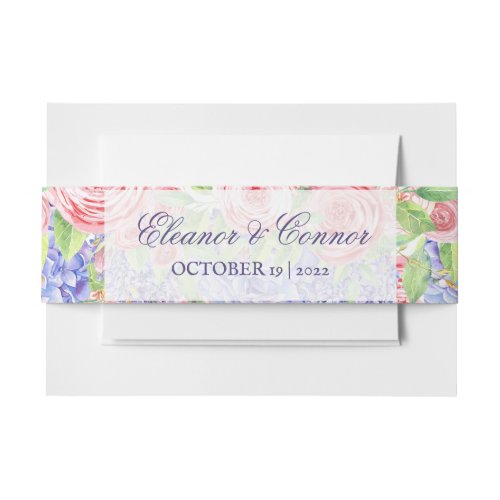 Lilac and Peony Sophisticated Wedding Invitation Belly Band