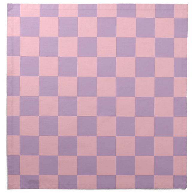 Lilac and Pink Checkerboard Cloth Napkin (Front)