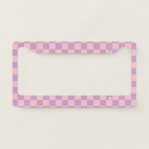 Lilac and Pink Checkerboard License Plate Frame