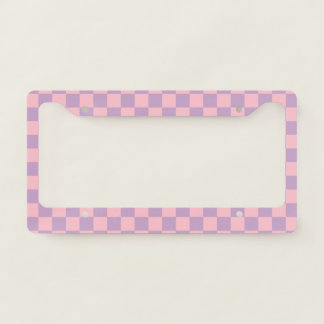 Lilac and Pink Checkerboard License Plate Frame