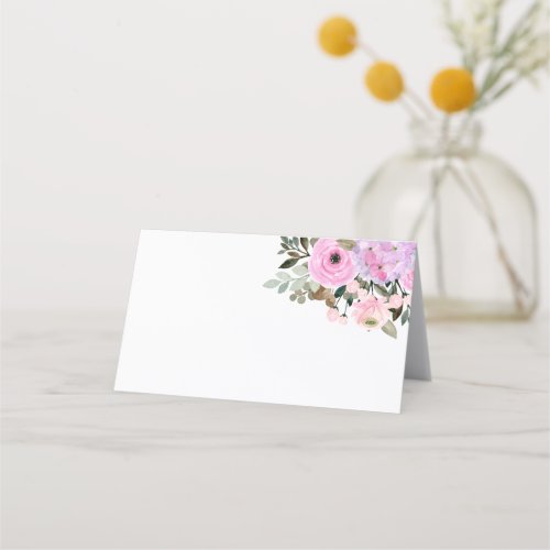 Lilac and Pink Floral Bouquet Guest Table Place Card