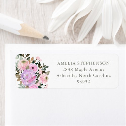 Lilac and Pink Floral Bouquet Return Address  Label