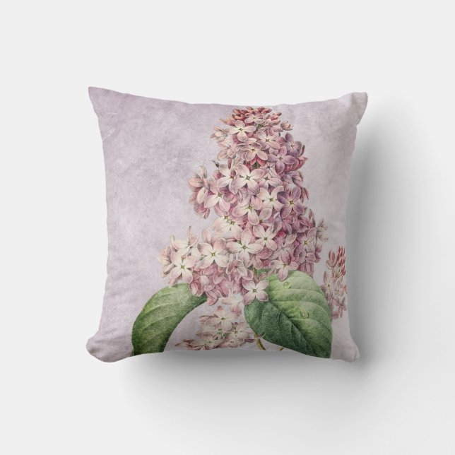 Lilac and Pink Floral Throw Pillow (Front)