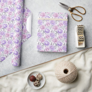 Lilac and Pink Peony Romantic Floral Wrapping Paper