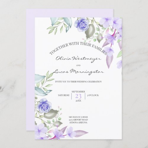 Lilac and Pink Spring Flowers Frame Invitation