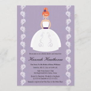 Lilac and Plum Redhead Bridal Shower Invitations