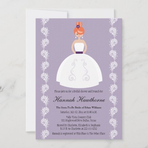 Lilac and Plum Redhead Bridal Shower Invitations