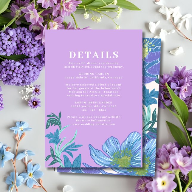 Lilac and Purple Pastel Floral Wedding Details Enclosure Card (Creator Uploaded)