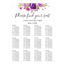 Lilac and Purple Watercolor Floral Seating Chart