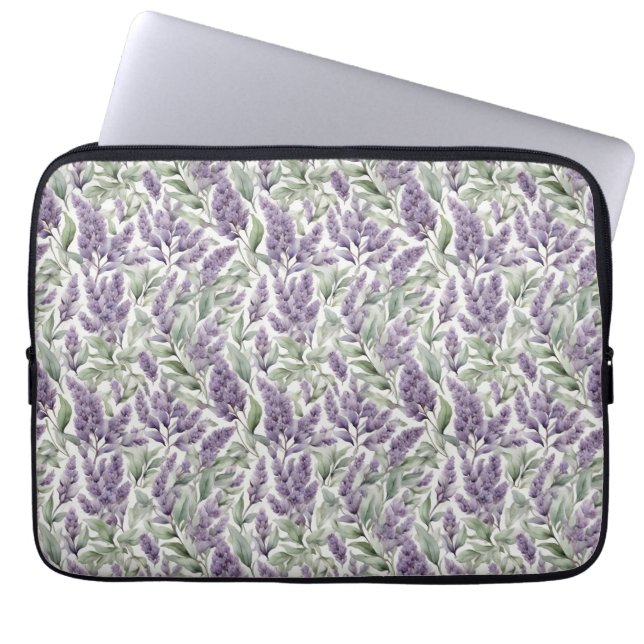 Lilac and Sage floral decoupage  Laptop Sleeve (Front)