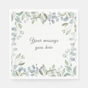 Lilac and Sage Green Floral Greenery Your Message Napkins