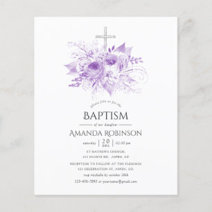 Lilac and Silver Floral Baptism or Christening Flyer