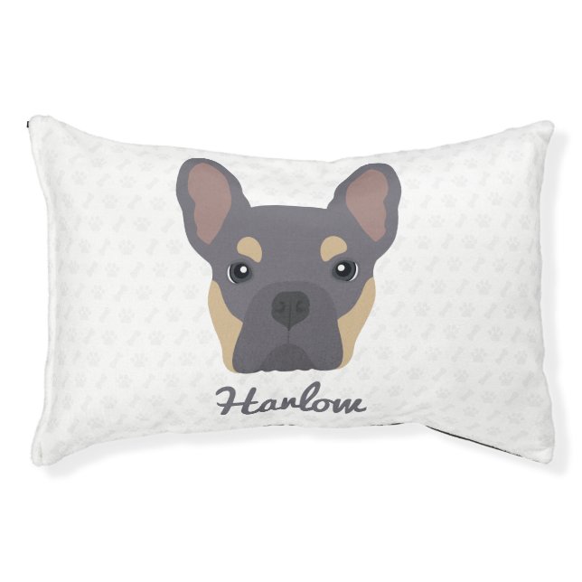 Lilac and Tan French Bulldog Pet Bed (Front)