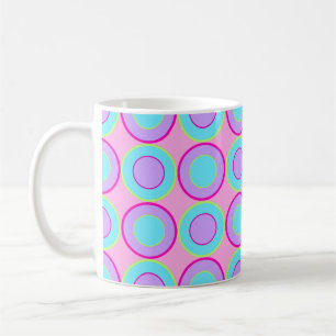 Lilac And Turquoise Donuts With Filling On Pink Coffee Mug