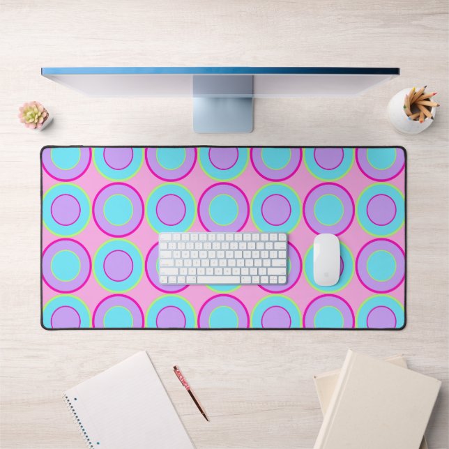 Lilac And Turquoise Donuts With Filling On Pink Desk Mat (Office 1)