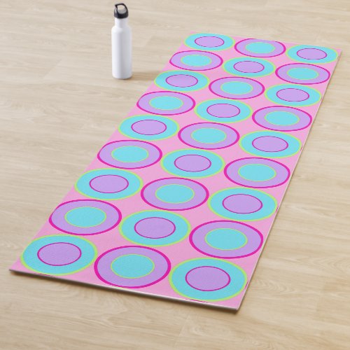 Lilac And Turquoise Donuts With Filling On Pink Yoga Mat