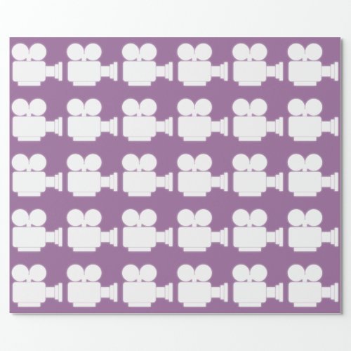 LILAC AND WHITE CINE CAMERA MOTIF WRAPPING PAPER