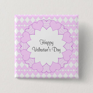 Lilac and white cute hearts and lilac frame pinback button