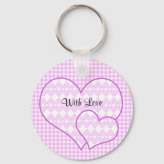 Lilac and white cute hearts keychain