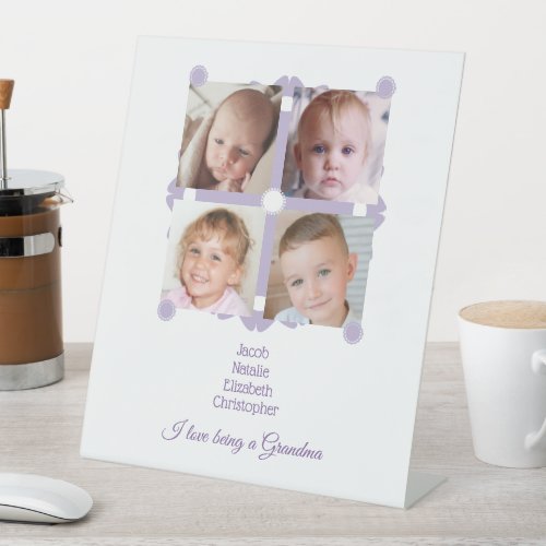 Lilac and white love being a Grandma photos Pedestal Sign