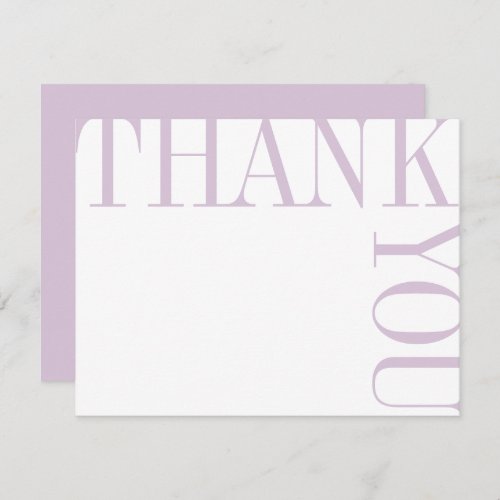 Lilac and White Modern Large Text Thank You Note