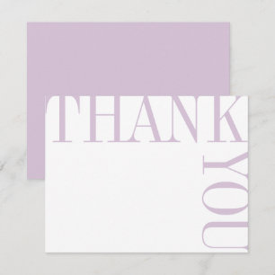 Lilac and White Modern Large Text Thank You Note Card