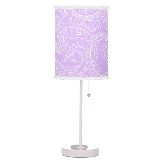 Lilac and White Paisley Table Lamp (Left)